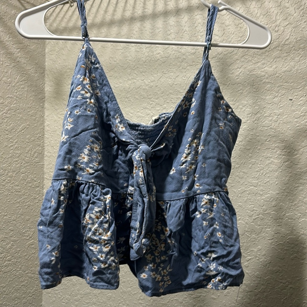 blue floral crop top